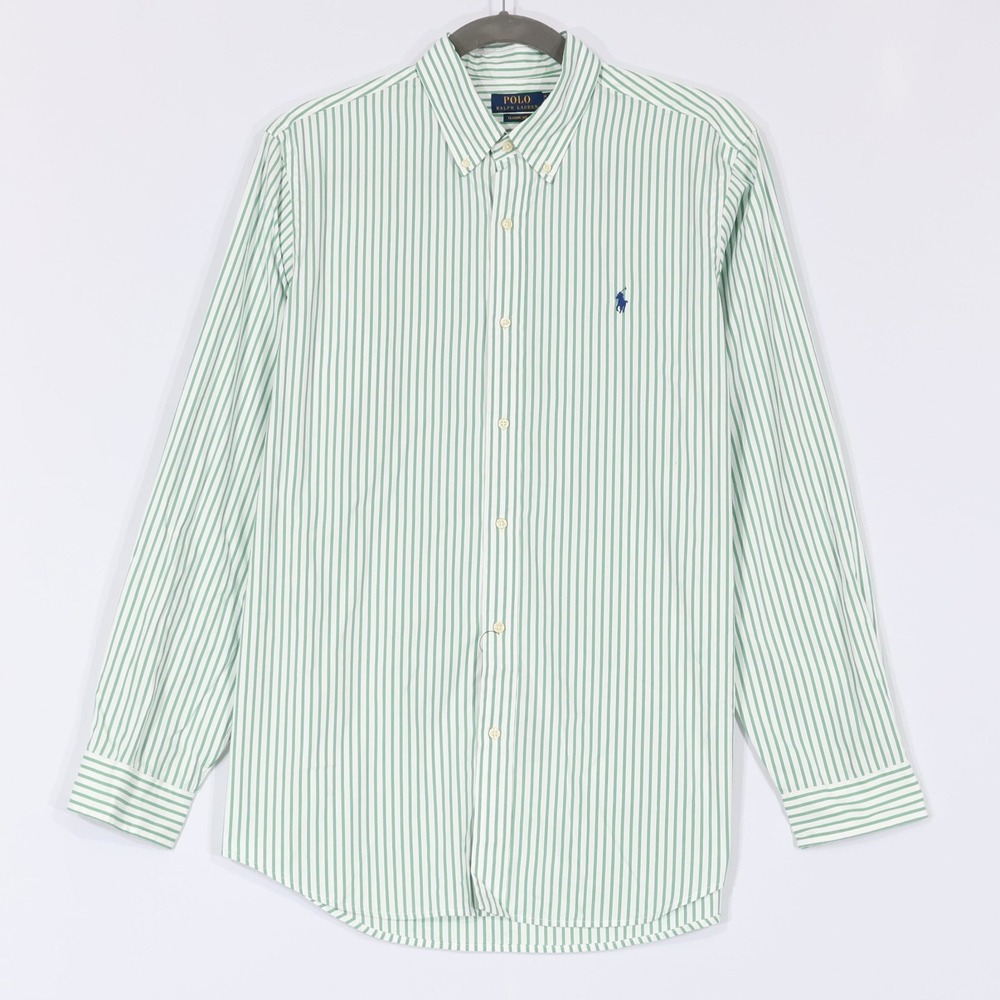 Polo Ralph Lauren Button Down Shirt Men XL Green Striped Preppy Classic $130 NWT